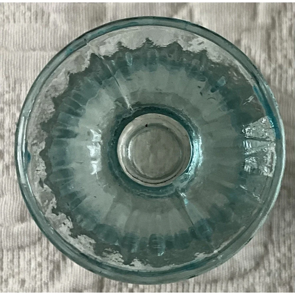 Depression Era Small Candle Holder Tapered‎ Blue Cottageore Grannycore
